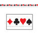 Decorative party tape featuring a repeating pattern of playing card suits in red and black, including diamonds, clubs, hearts, and spades.