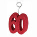 Red glittered number 60 photo holder with a metal wire loop at the top for displaying cards or balloons.