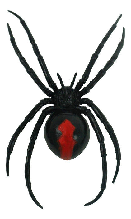 Full-length product photo of the 4.9" Black Widow Magnetic Spider, shown against a plain white background. A Halloween decoration.