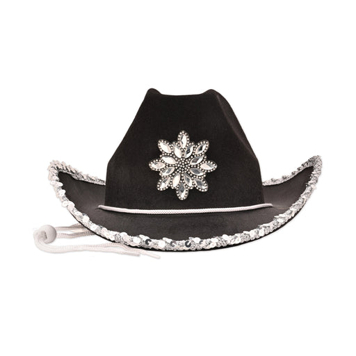 Black Felt Cowgirl Hat w/Gemstones | 1ct