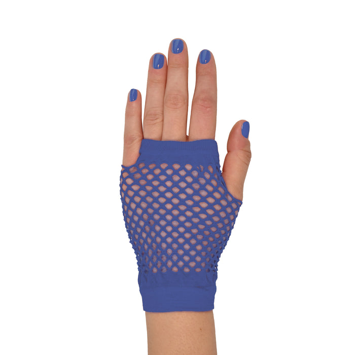 A short fishnet pair of costume gloves. Sold as a single piece.