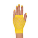 A short fishnet pair of costume gloves. Sold as a single piece.