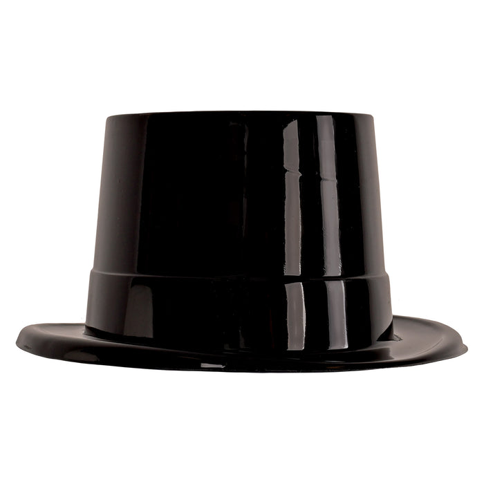 A plastic black party decoration featuring a topper design. Sold as a single piece.