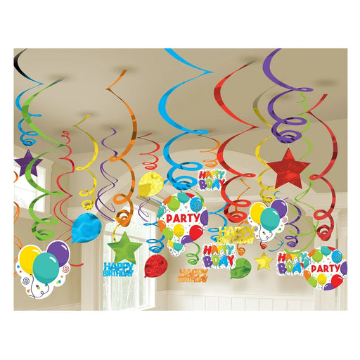 Birthday Celebration Mega Value Pack Hanging Swirls | 24 ct