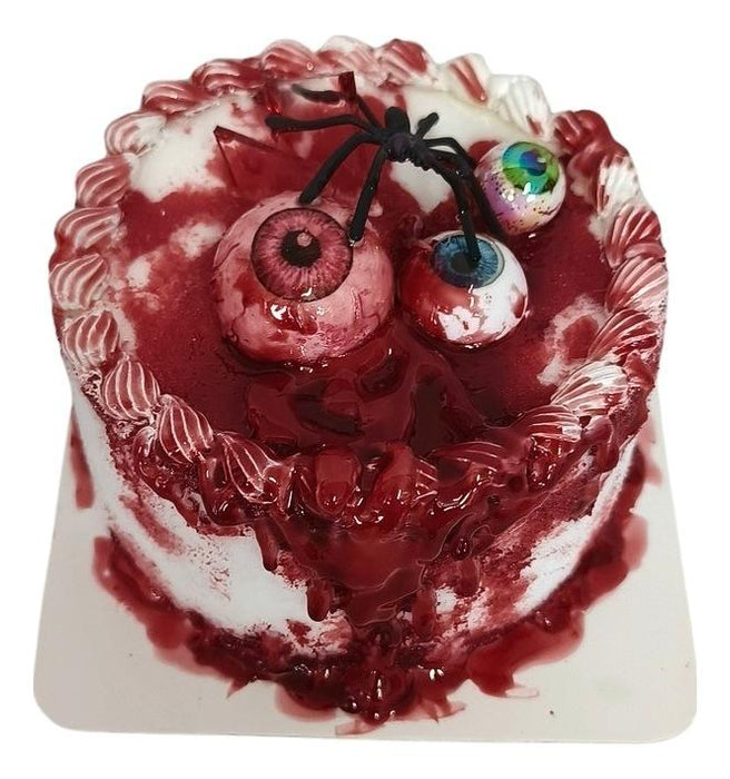 Full-length product photo of the 4.72" Bloody Cake with Eyeballs, shown against a plain white background. A Halloween decoration.