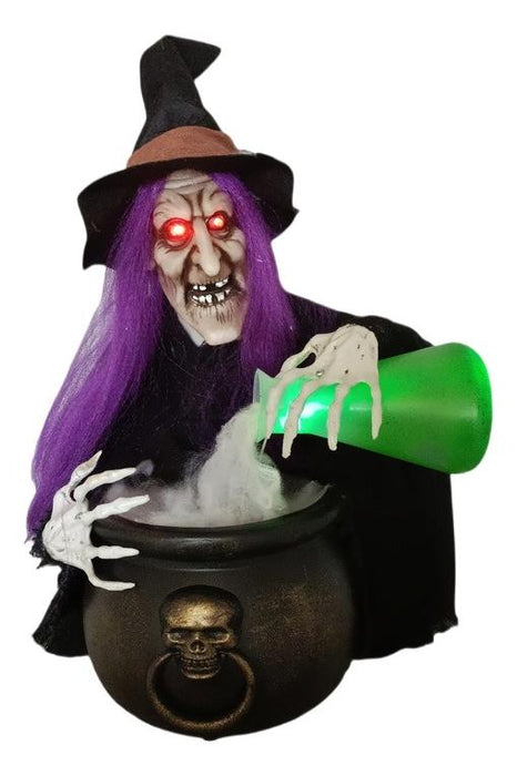 Full-length product photo of the Witch Pouring Potion Tabletop, shown against a plain white background. A Halloween decoration.