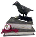 Full-length product photo of the 8.7" Animated Crow on Book, shown against a plain white background — an animated, motion or sound-activated prop. A Halloween decoration.