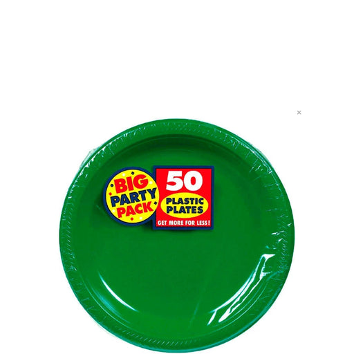 Festive Green 7'' Plastic Plates | 50ct