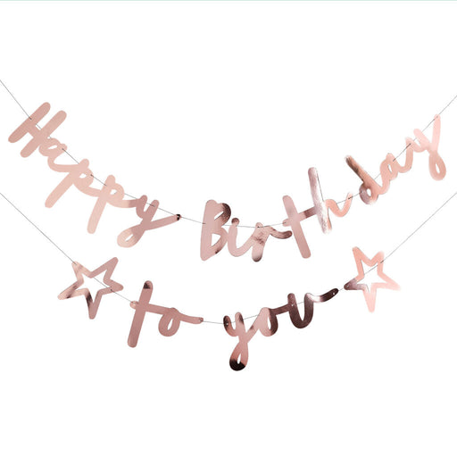 Rose Gold Happy Birthday to You Script Banner | 1ct