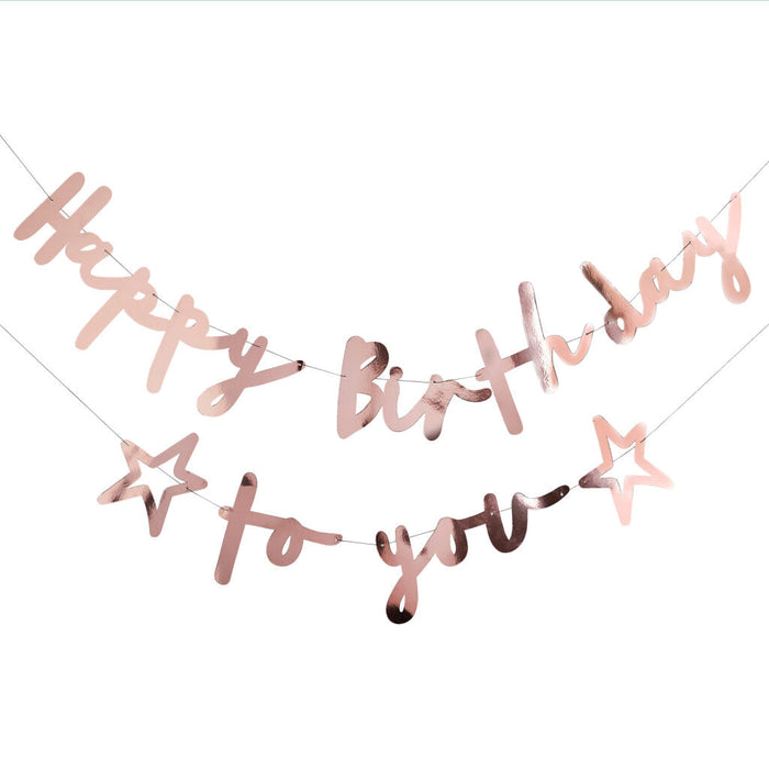 Rose Gold Happy Birthday to You Script Banner | 1ct