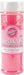 Clear plastic bottle with white pump dispenser top filled with bright pink sparkling sugar crystals labeled for cake decorating.