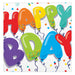 Birthday Balloons Luncheon Napkins featuring colorful balloon letters spelling Happy Birthday with confetti accents on a white background.
