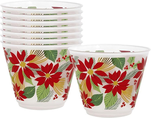 Christmas Poinsettia Plastic Tumblers 9oz | 8 ct