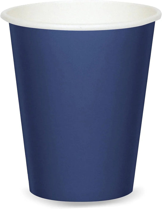 Navy blue disposable paper party cup for DIY party supplies from Zurchers