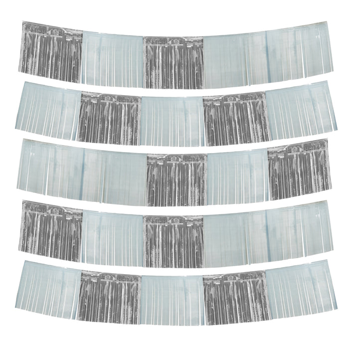 Product photo of Metallic Fringe Banner 60" - Silver — a Portofino party product shown on a plain background.