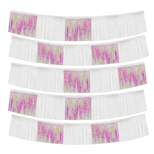 Metallic Fringe Banner 60" - White & Iridescent | 9ct