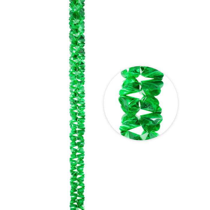 Product photo of Metallic Foil Garland 144" - Emerald Green — a Portofino party product shown on a plain background.