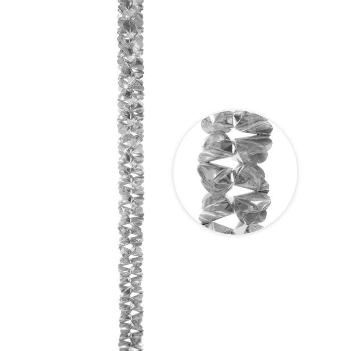 Product photo of Metallic Foil Garland 144" - Silver — a Portofino party product shown on a plain background.