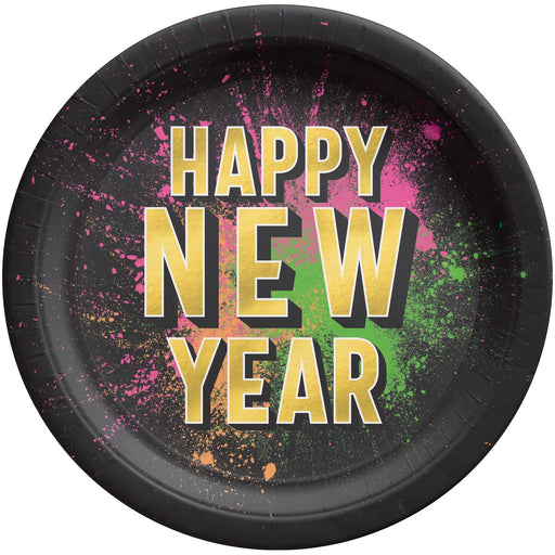 Celebrate the New Year in style with these 10-inch round plates. Combining black and neon colors, these plates will add an extra bit of excitement to your event. With 20 plates per package, they are perfect for any large-scale celebrations.