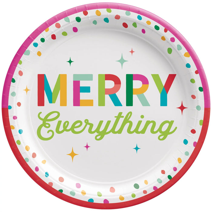 A 10-inch Christmas Merry Everything Paper Dinner Plate.