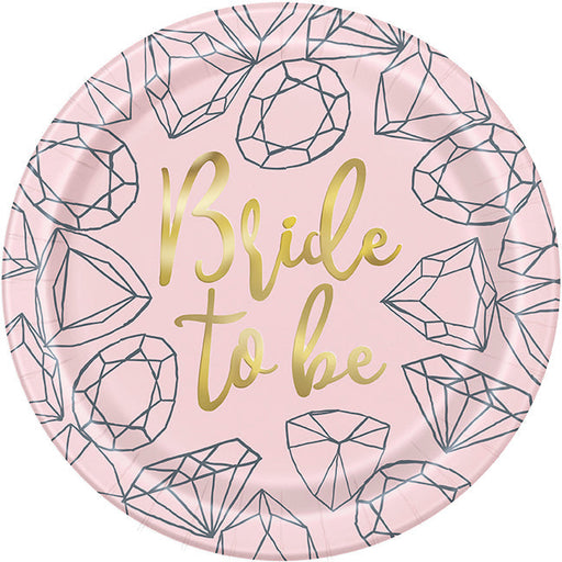 Foil Pink Diamond Bachelorette Plate 9in | 8ct