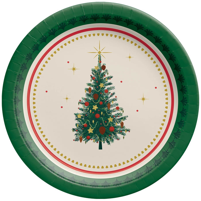 Christmas Elegant Evergreen Paper Dessert Plates 7" | 8 ct