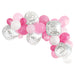 Dance Party Latex Balloon Arch Kit with pink, light pink, white, and silver disco ball-style balloons arranged in a party garland.
