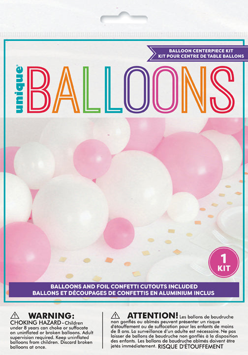 Pink/White/Gold Latex Balloon Centerpiece Kit W/ Confetti | 20pc