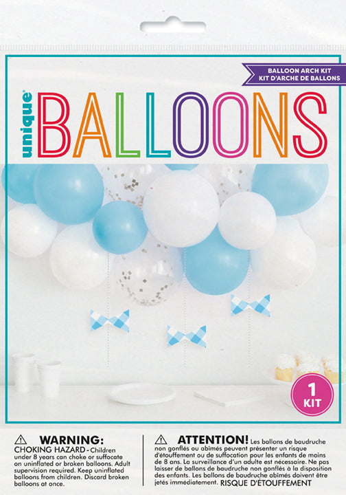 Blue Gingham Latex Balloon Arch Kit | 1ct