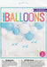 Blue Gingham Latex Balloon Arch Kit packaging with light blue, white, and clear silver confetti balloon garland and hanging blue gingham bow accents.