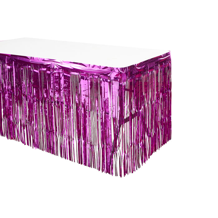 Product photo of Metallic Foil Table Skirt 14ft - Fuchsia — a Portofino party product shown on a plain background.