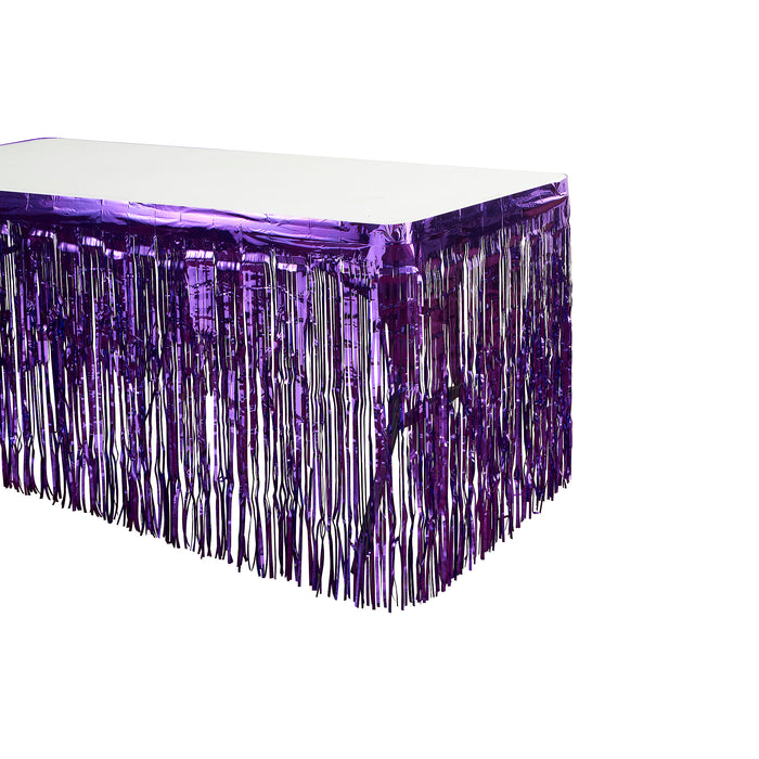 Product photo of Metallic Foil Table Skirt 14ft - Purple — a Portofino party product shown on a plain background.