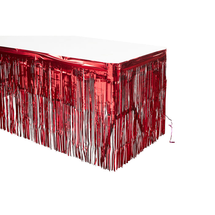 Product photo of Metallic Foil Table Skirt 14ft - Red — a Portofino party product shown on a plain background.