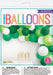 Green Latex Balloon Arch Kit packaging with green, light green, dark green, and white balloon garland display.