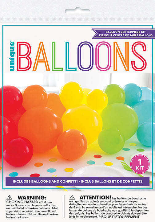 Rainbow Balloon Centerpiece Kit W/ Confetti | 20pc