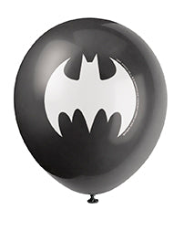 Black 12-inch Batman latex balloon with white Batman logo 