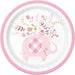 7in Round Plate Pink Floral Elephant - Party Supplies
