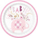 9in Round Plate Pink Floral Elephant - Party Supplies