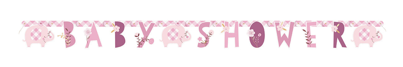 6ft Jointed Banner Pink Floral Elephant - Party Supplies