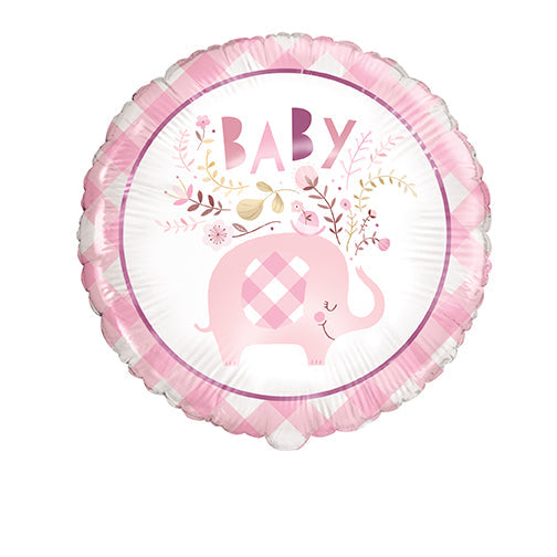 Pink Floral Elephant Balloon 18in | 1ct