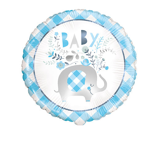 Blue Floral Elephant Balloon 18in | 1ct