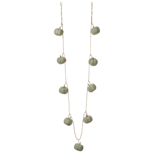 78.7" Felt Pumpkin Garland Green