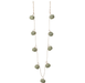 Two strands of natural twine each suspended with nine sage green felt pumpkins arranged vertically, connected at the bottom to form a garland.