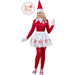 A women wearing a Adult The Elf on the Shelf® Missy Elf Costume.