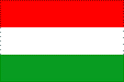 Hungarian flag with three equal horizontal stripes of red, white, and green.