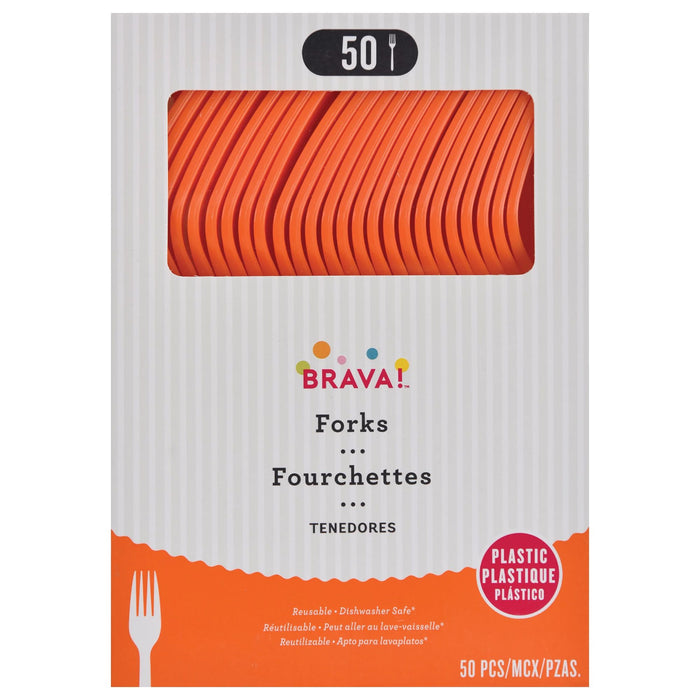 Orange Plastic Forks | 50 ct