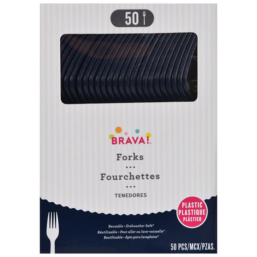 True Navy Plastic Forks | 50 ct