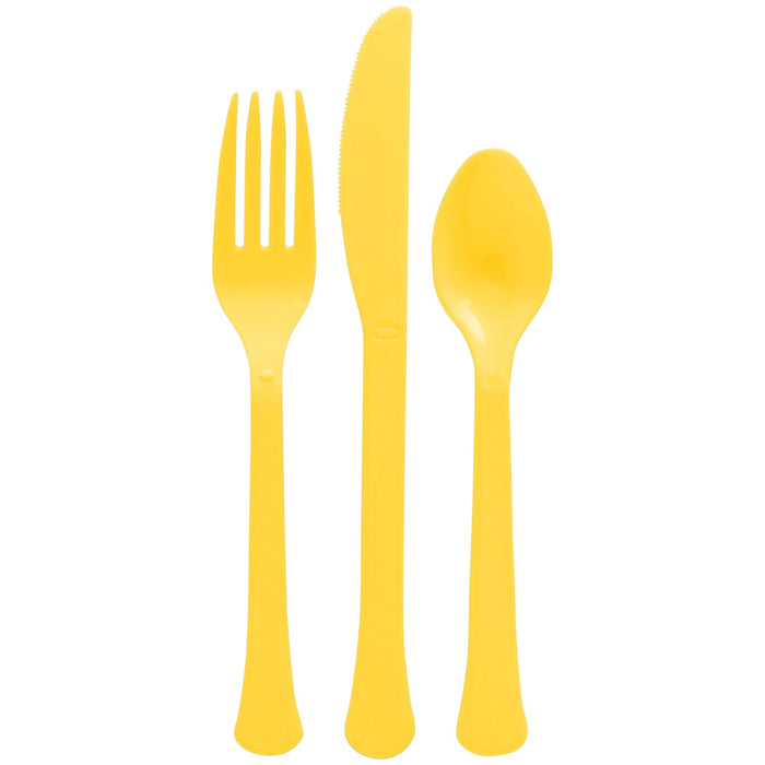 Yellow Sunshine Plastic Assorted Cutlery | 24 pcs