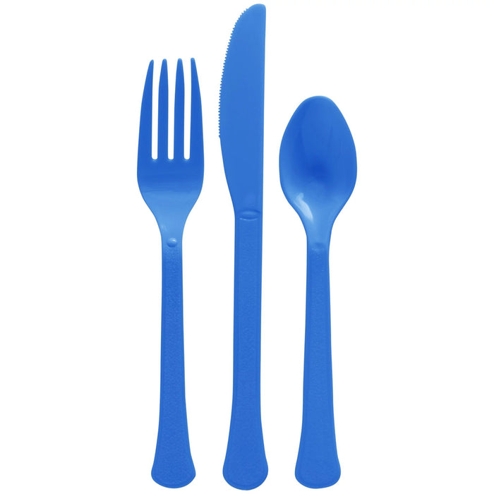 Bright Royal Blue Plastic Assorted Cutlery | 24 pcs