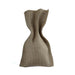 Tan burlap drawstring bag with a gathered waist design, displayed against a white background.